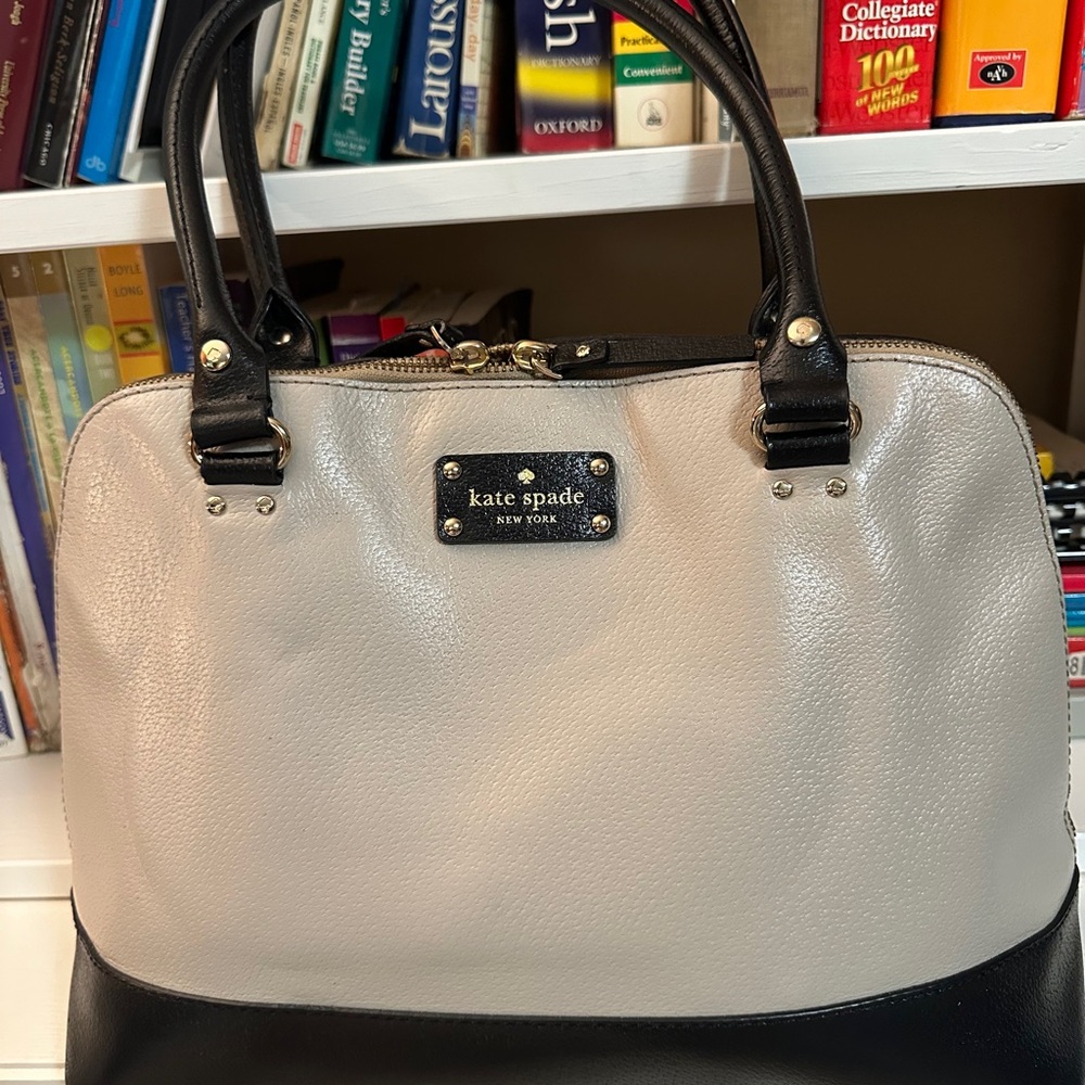 kate spade Two-Tone Cream and Black Leather Satchel